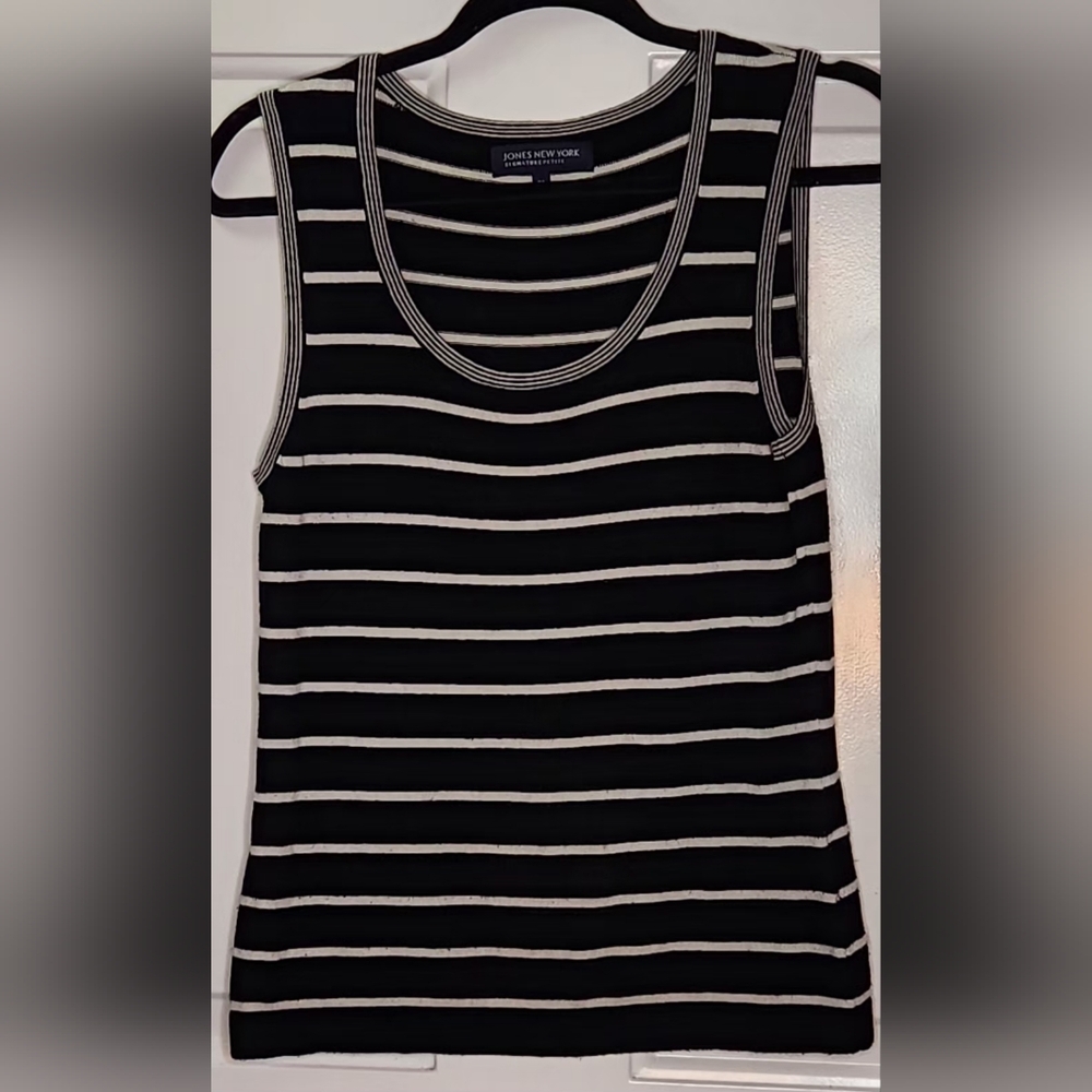 Jones New York Striped Black and White Women's Tank Top Size PS